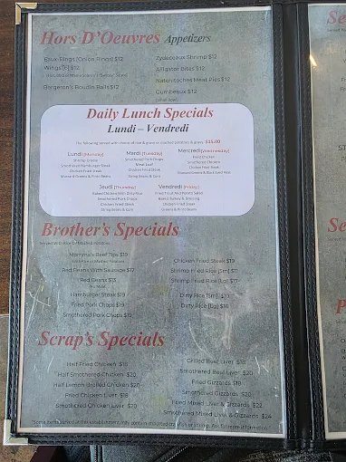 Orlandeaux's Café Menu
