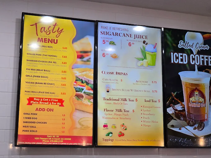 The Banh Mi 135 Menu